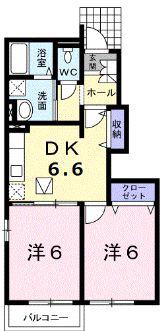 ヴィラマルガリーダ(2DK/1階)の間取り写真