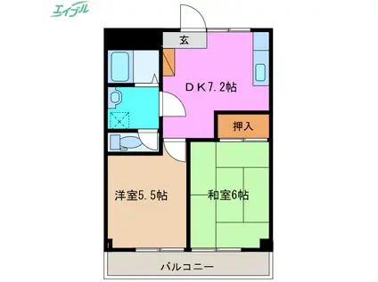 ハヤシビル(2DK/3階)の間取り写真