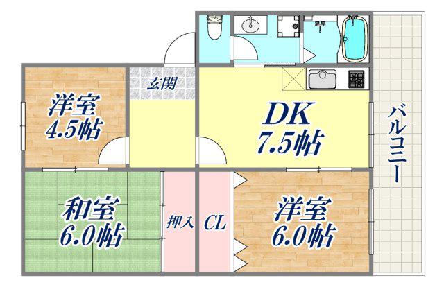 すずらん台コート(3DK/5階)の間取り写真