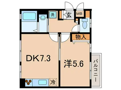 第1フリヨ(1DK/3階)の間取り写真