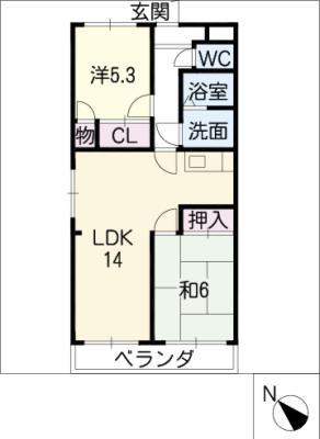 ファミリータウンむらた(2LDK/1階)の間取り写真