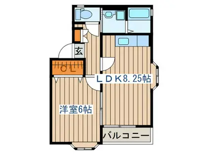 ピュアもみじヶ丘(1LDK/2階)の間取り写真