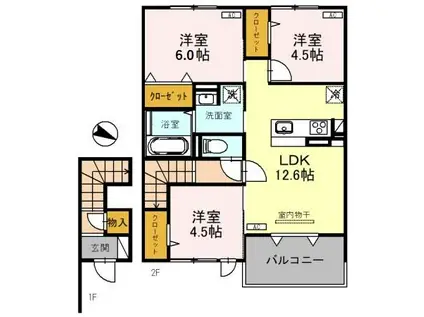 HANANO・SAYUME(3LDK/2階)の間取り写真