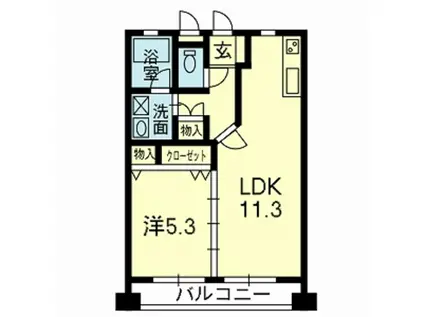 オーファス水前寺(1LDK/9階)の間取り写真