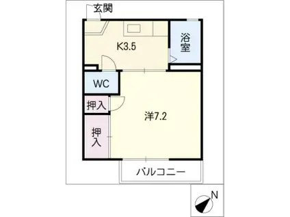 グリーンヴィラ平野B(1K/2階)の間取り写真