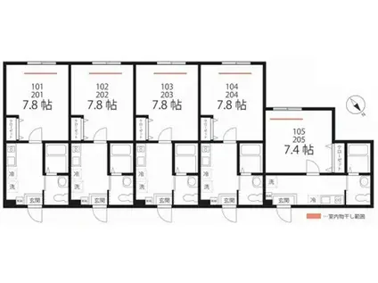 ハーミットクラブハウスSWING(1K/1階)の間取り写真