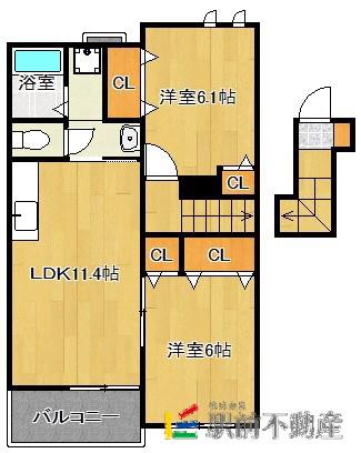 グリーン・ガーデンII(2LDK/2階)の間取り写真