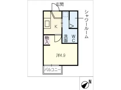 ストーク東山(1K/1階)の間取り写真