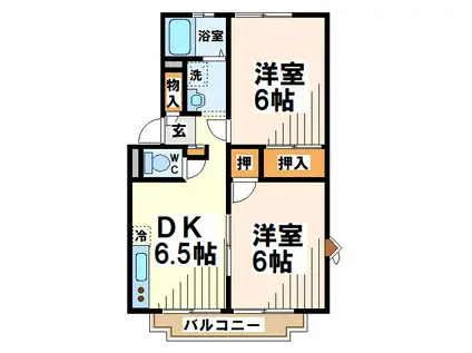 CASA MIA(2DK/2階)の間取り写真