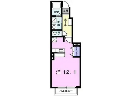 ソレイユ・山道(ワンルーム/1階)の間取り写真