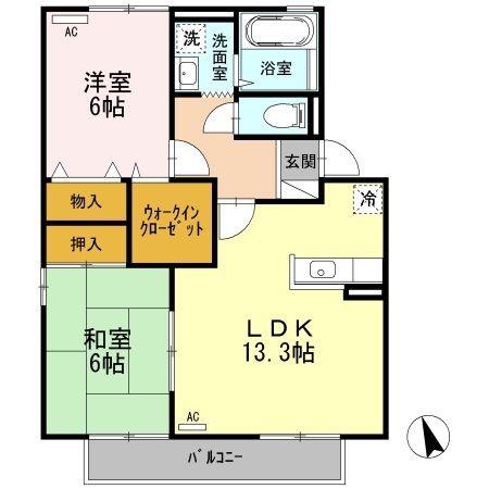 ジュネス II(2LDK/1階)の間取り写真