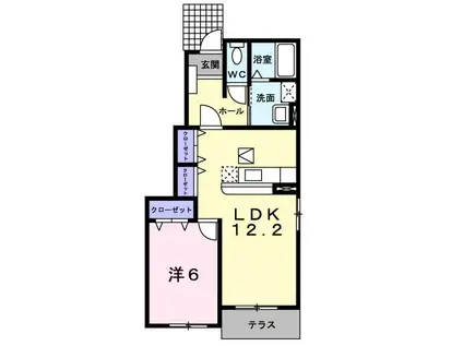 リスドールA(1LDK/1階)の間取り写真
