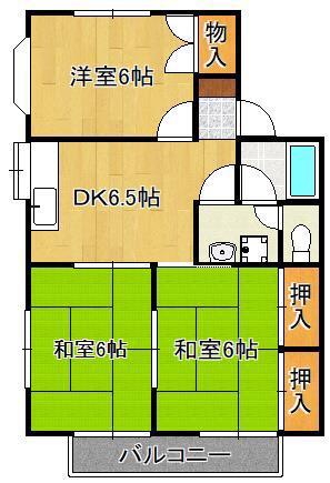 セントハウスI(3DK/1階)の間取り写真