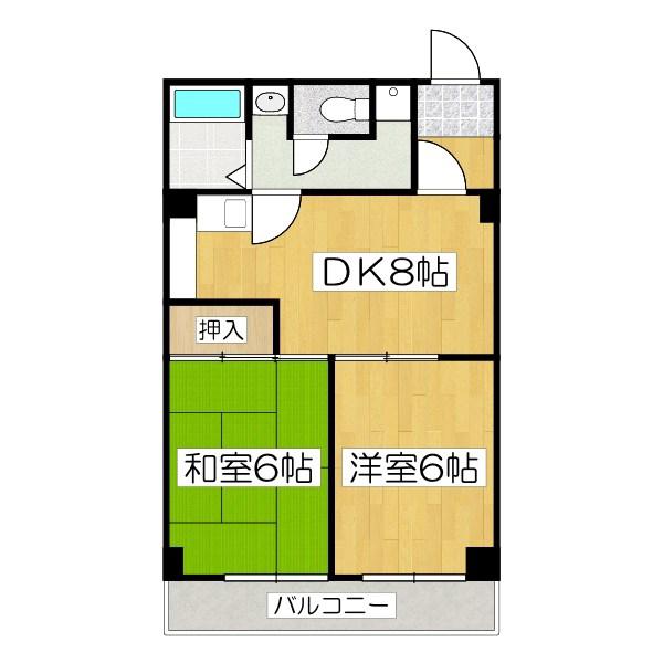 メイゾン山科(2DK/10階)の間取り写真