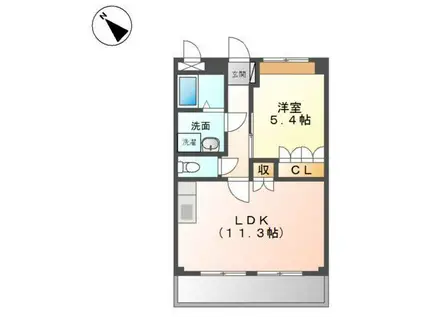 フェイバリット(1LDK/1階)の間取り写真