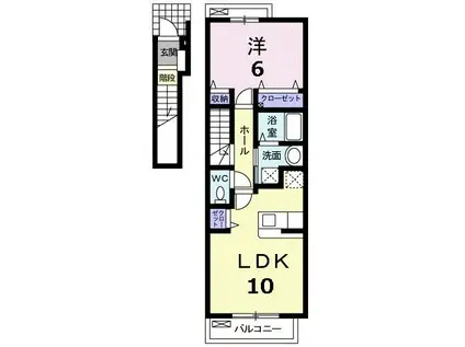 エクセラン・メゾンA(1LDK/2階)の間取り写真