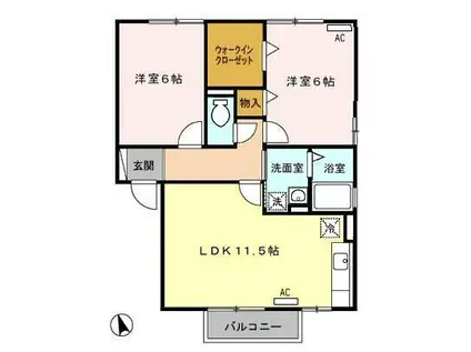 サンパティックB(2LDK/2階)の間取り写真