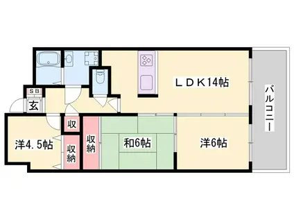 ハーモニー三幸I(3LDK/5階)の間取り写真