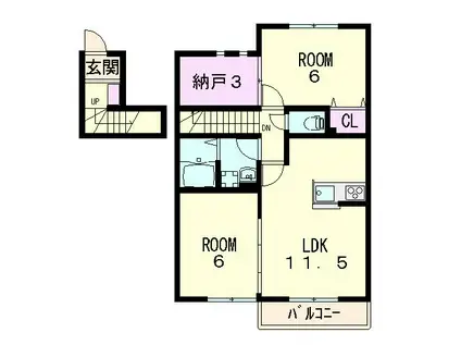 ファイン・レジデンスB棟(2SLDK/1階)の間取り写真