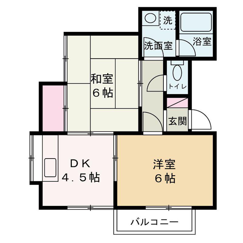 ロワールY(2DK/2階)の間取り写真