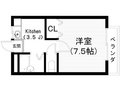 湖東ハイツ第3(1K/2階)の間取り写真