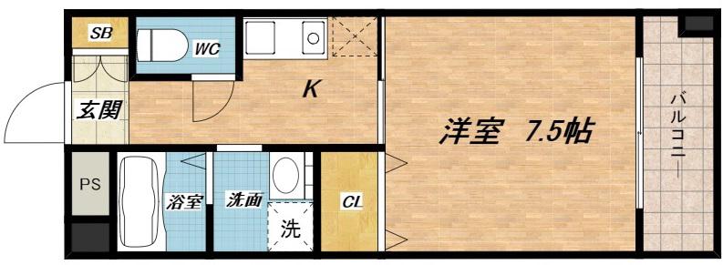 ラシーヌ玉造(1K/7階)の間取り写真