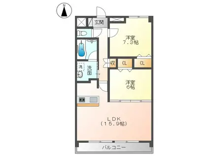 アクアレガーレ ステージII(2LDK/5階)の間取り写真