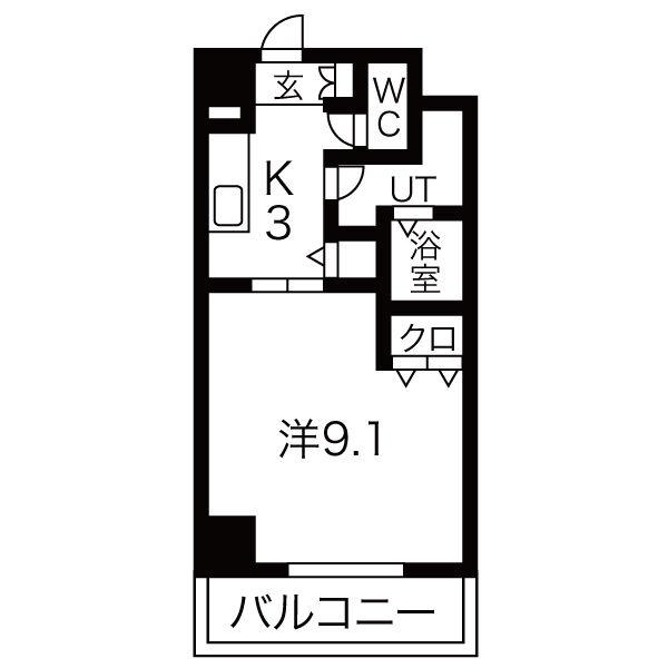 KDXレジデンス今池(1K/3階)の間取り写真