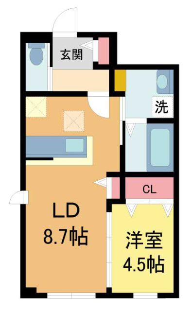 オリビア苦楽園(1LDK/1階)の間取り写真