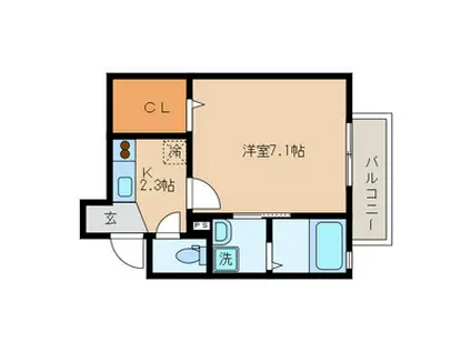 パーチェ西大井(1K/1階)の間取り写真