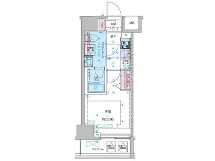 ジェノヴィア西川口III(1K/8階)の間取り写真