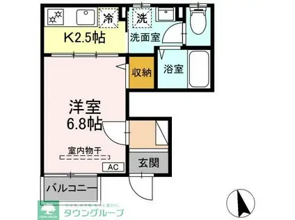 クローバーハイムII(1K/1階)の間取り写真