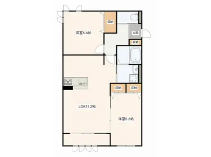 SUZU BELLECOURT(2LDK/1階)の間取り写真