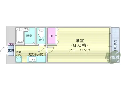 LA・パラドール(1K/2階)の間取り写真