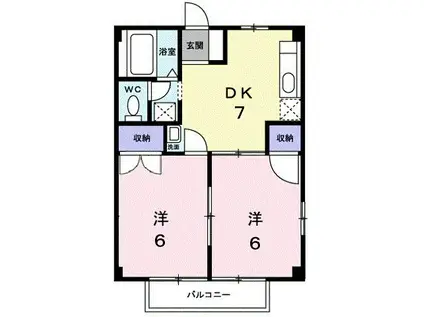 サンハイツあおばB(2DK/2階)の間取り写真