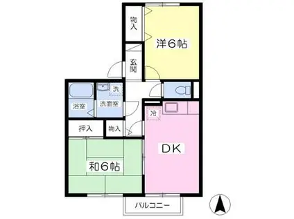 サンスクエア(2DK/2階)の間取り写真