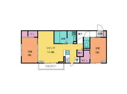 ディーシャンブル大黒田(2LDK/3階)の間取り写真