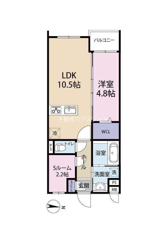 MON665(1SLDK/1階)の間取り写真