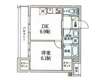 H・SII(1DK/1階)の間取り写真
