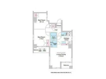 コンフォリア浅草駒形(2LDK/11階)の間取り写真