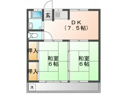 小野寺自動車コーポ(2DK/1階)の間取り写真