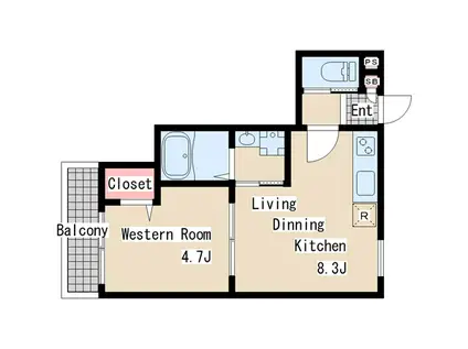 ALEGRIA長田蓮宮通(1LDK/1階)の間取り写真