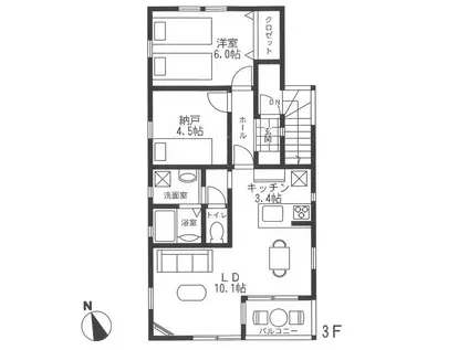 GAビル(2LDK/3階)の間取り写真