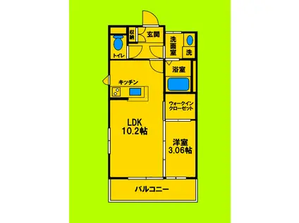 オラシオン吹田(1LDK/6階)の間取り写真