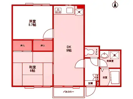 フェリースSEYA(2DK/2階)の間取り写真