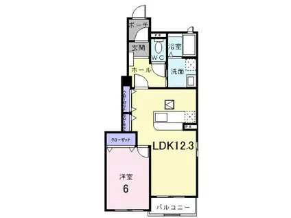 プリムローズB(1LDK/1階)の間取り写真