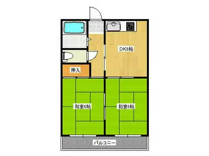 コート錦町(2DK/2階)の間取り写真