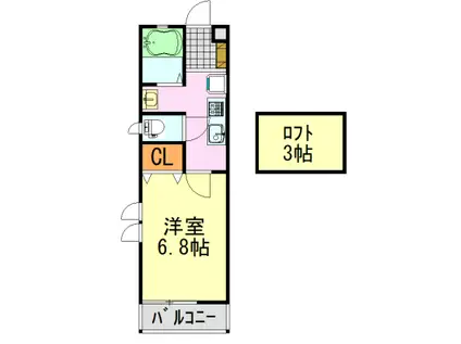 メゾンクレールII(1K/2階)の間取り写真