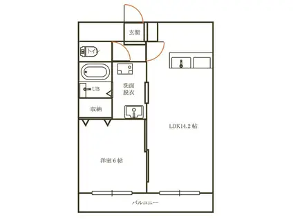向町マンション 2BY2(1LDK/2階)の間取り写真