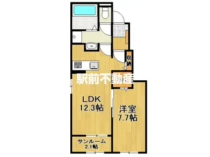 フィオーレ草木 B(1LDK/1階)の間取り写真